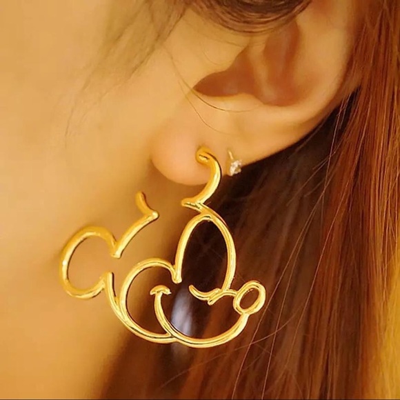 🌵4/$30 New Mickey Mouse Gold Hoop Earrings - Picture 2 of 3